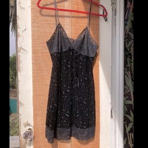 Vintage Black Slip with velvet burnout